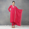 Magenta Resham Embroidery Suit  in chinon