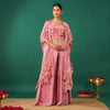 Pink Thread Embroidery Indo-Western  in Tissue
