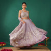 Lavendar Hand Embroidery Lehenga in Organza
