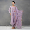 Lavendar Resham Embroidery Suit  in chinon