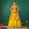 Yellow Hand Embroidery Lehenga in Georgette