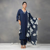 Dark Blue Cutdana Suit  in Crepe