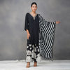 Black Thread Embroidery Suit  in Crepe