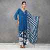 Teal Thread Embroidery Suit  in Crepe