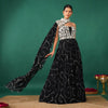 Black Hand Embroidery Indo-Western  in Georgette