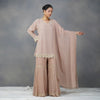 Beige Hand Embroidery Suit  in Silk