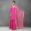 Magenta Thread Embroidery Suit  in Crepe