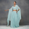 Sky Blue Pearl Indo-Western  in Georgette