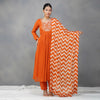 Orange Thread Embroidery Suit  in chinon
