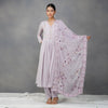 Lavendar Thread Embroidery Suit  in chinon.