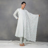 Grey Thread Embroidery Suit  in Tissue
