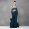 Turquoise Cutdana Indo-Western  in Georgette