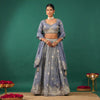 Grey Cutdana Lehenga in Tissue