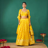 Yellow Cutdana Lehenga in Tissue