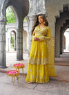 Mustard Zari Indo-Western  in Georgette