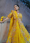Mustard Thread Embroidery Lehenga in Silk
