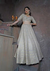 Grey Gota Patti Lehenga in Silk