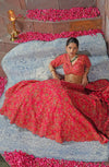 Magenta Thread Embroidery Lehenga in Silk
